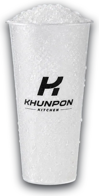 A Khunpon Kitchen electrolyte drink in a tall frosted cup